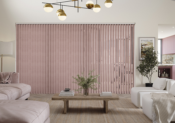 Flori Faux Suede (Blackout), Tickled Pink - Vertical Blind - Image 3